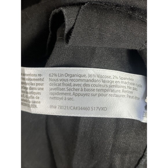 Eileen Fisher Black Linen Blend Button Front 3/4 Sleeve Dress Resort Goth XS - Picture 4 of 8